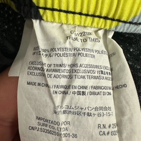 Volcom Boys' XS Swim Trunks Floral Print Polyester Black/Yellow - Picture 6 of 8